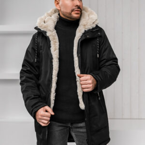 Schwarze Herren Winterparkajacke 3132A1 Von Hyper